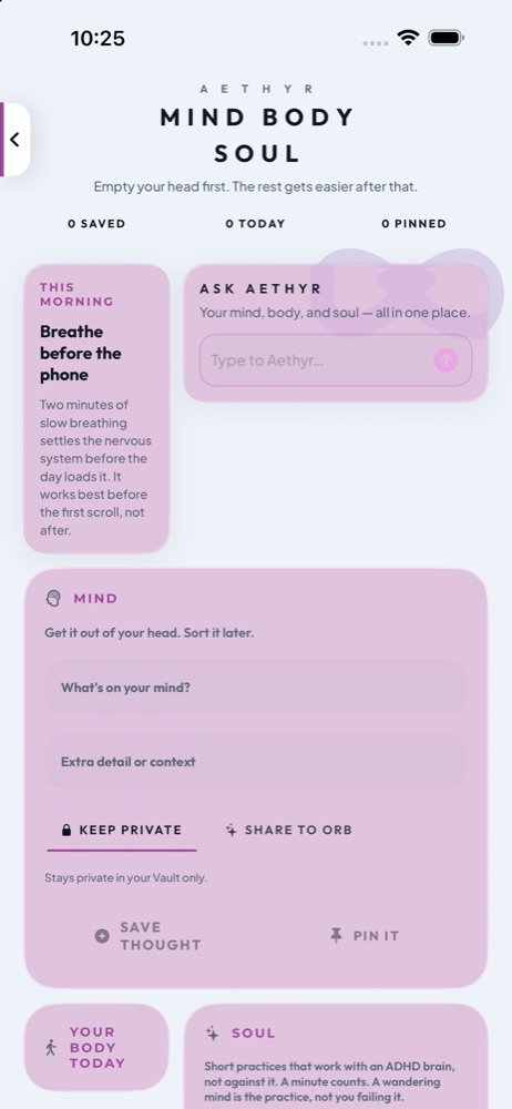 Mind Body Soul — Aethyr on iPhone