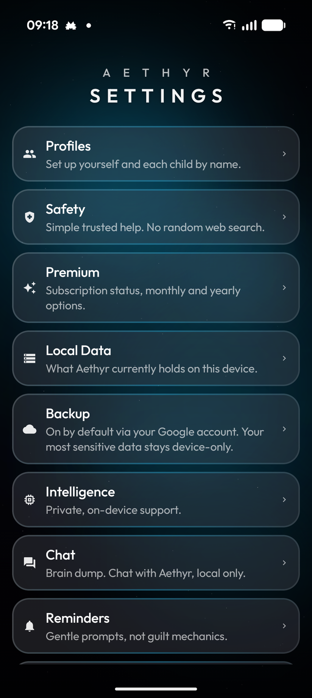 Settings on Android