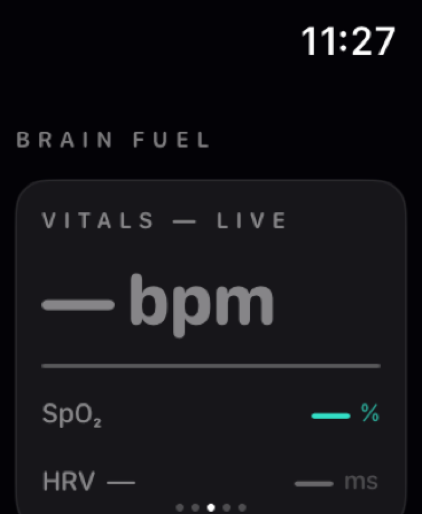 Aethyr Brain Fuel vitals on Apple Watch